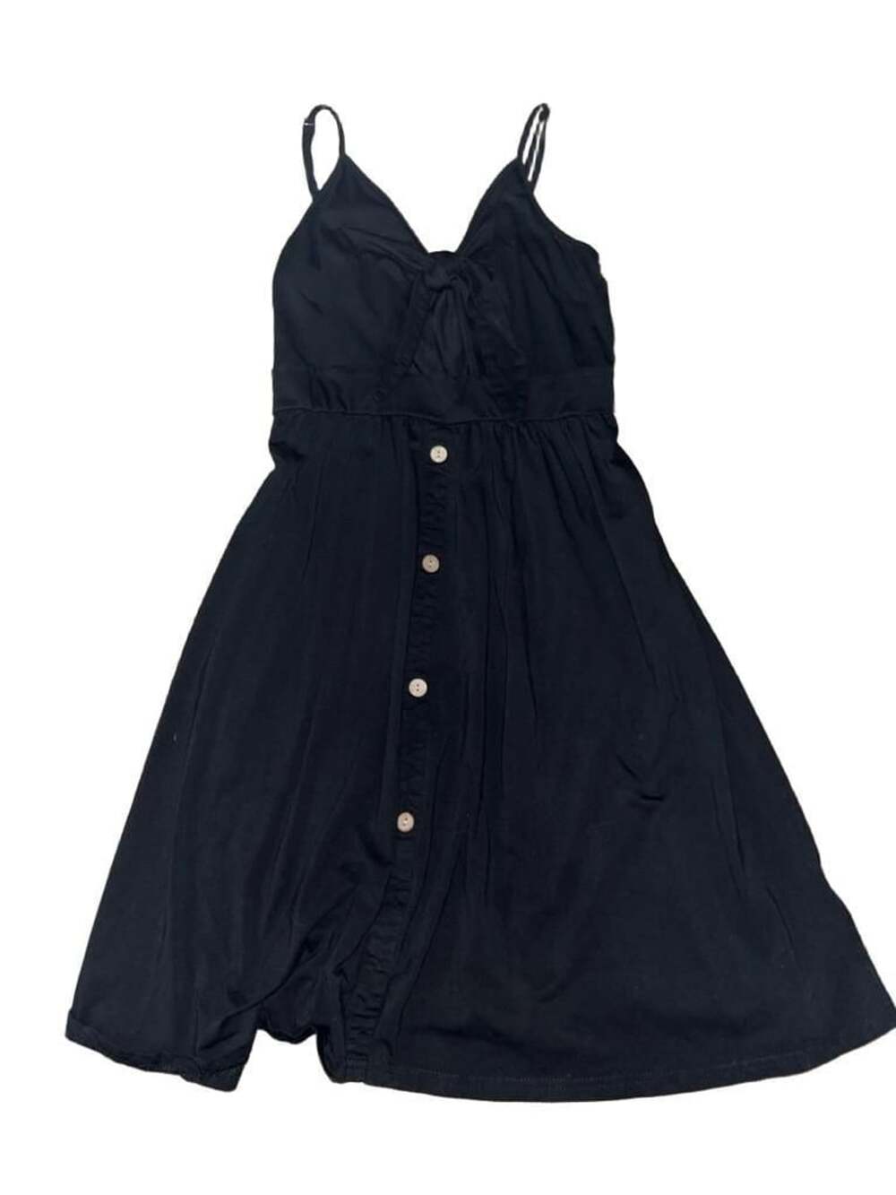 Black Spaghetti Strap V Neck Sundress Sleeveless Ruched Bust A Line Dress